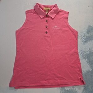 VTG Cross Creek Ladies Size M Sleeveless Polo Shirt Pink Cinco Ranch Cotton USA